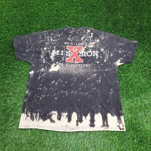 Vintage 90s Mission X Statement Shirt XL 23x27 Bleached Black Fire Flames